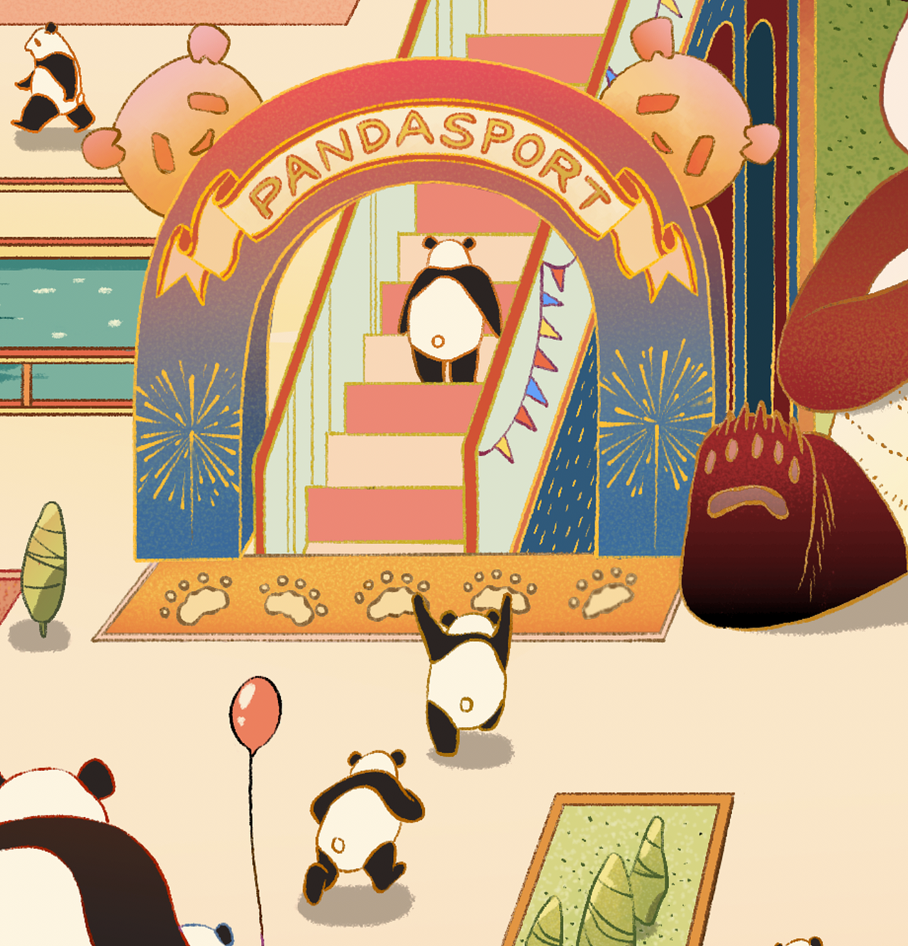 熊猫运动主题插画