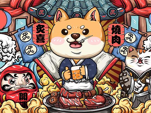 #餐饮品牌插画设计 国潮与浮世绘插画