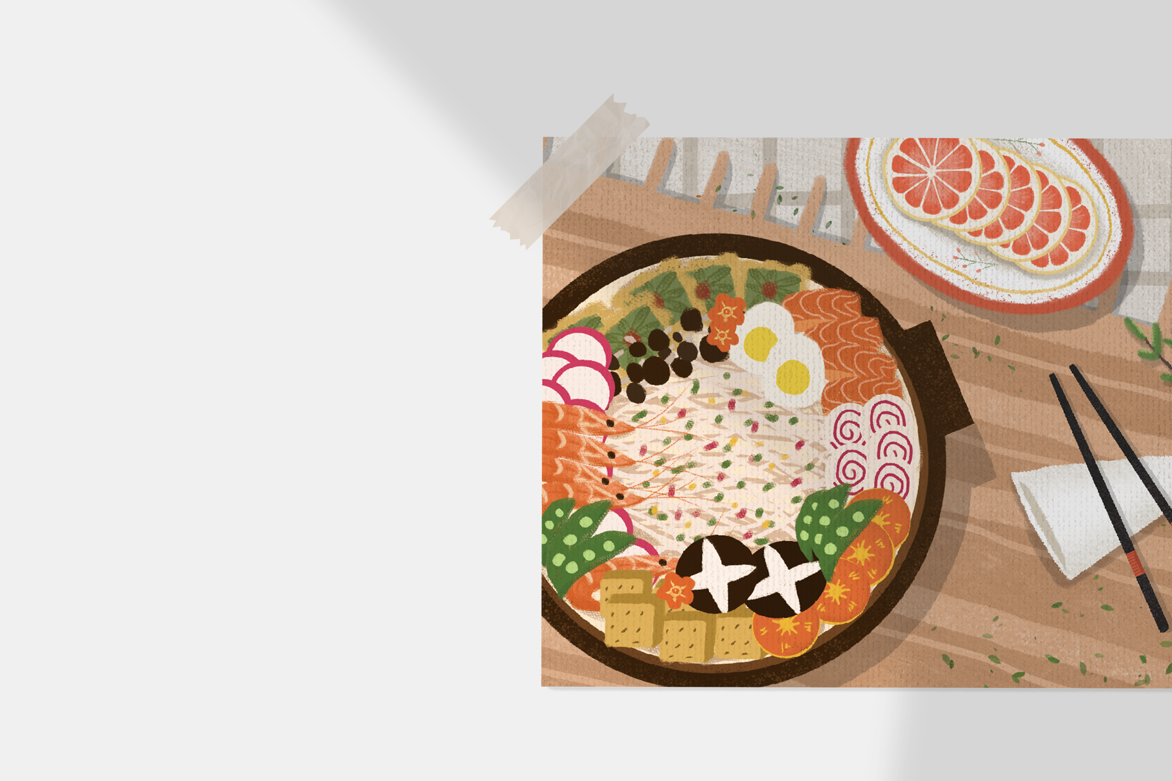 手绘美食插画 — 海鲜锅