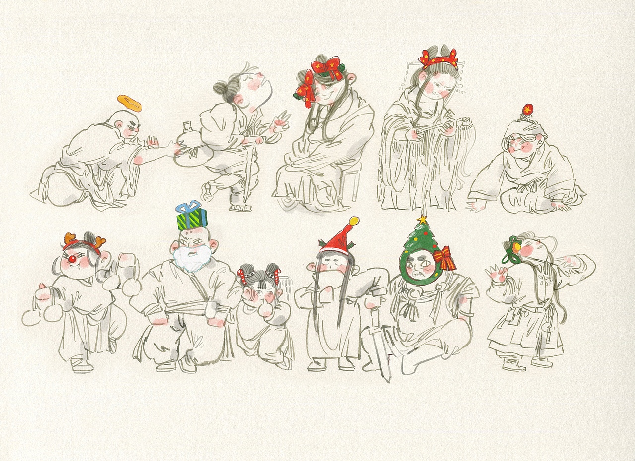 国风人物手稿（图ZMjgxOTY1MDI4） - 商业插画 - 站酷设计师子木绘文艺创作工原创素材 - 站酷ZCOOL