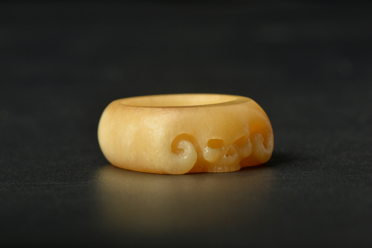 手作恶魔戒指马骨戒指骨制品雕刻作品