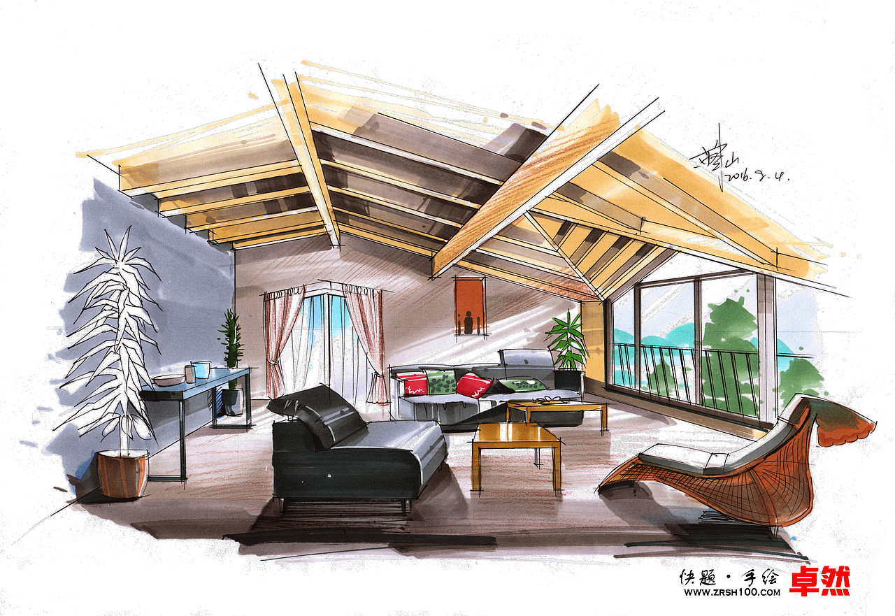 【卓然手绘】室内作品