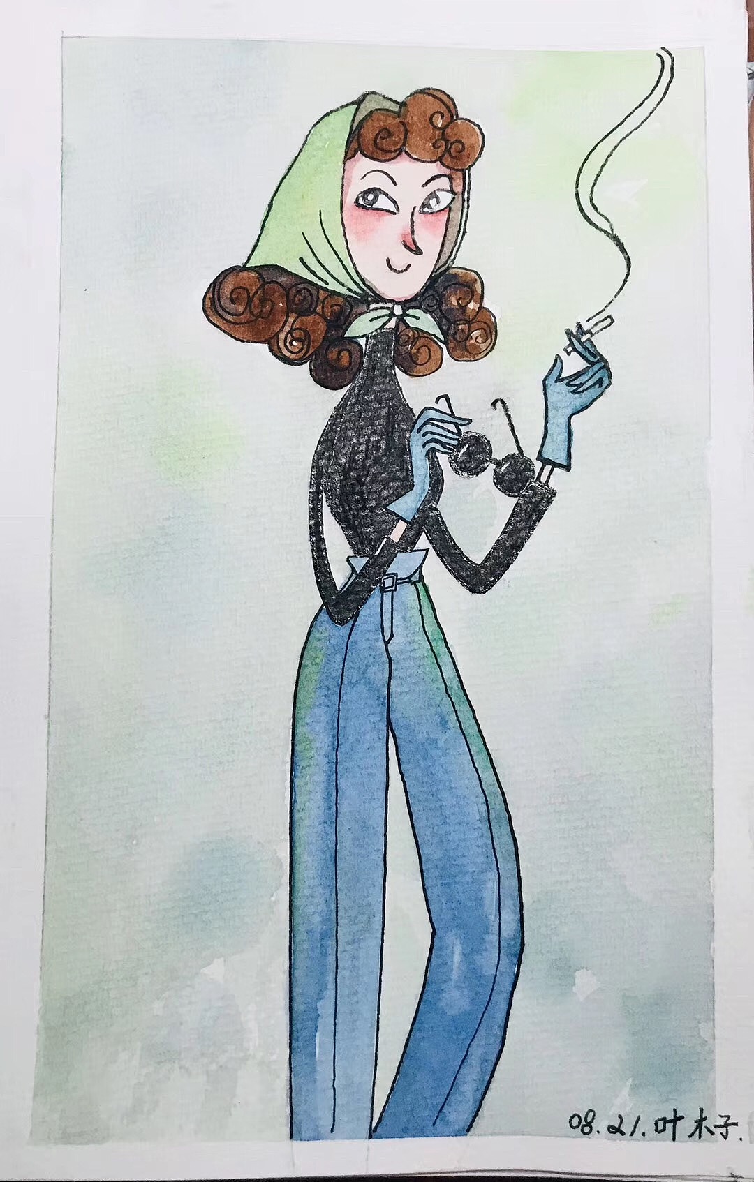 一个酷酷的女生（图ZMTgxMTk5MzMy） - 儿童插画 - 站酷设计师叶木子原创素材 - 站酷ZCOOL