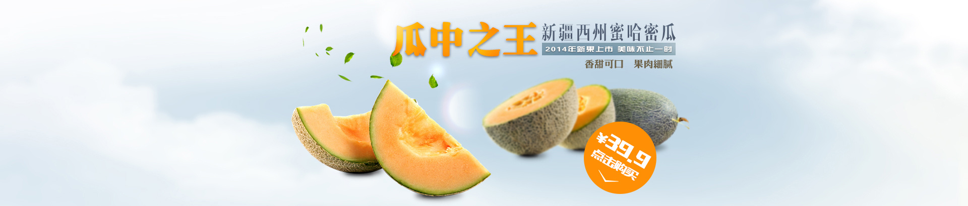 新疆西州蜜哈密瓜专题,香甜可口水果轮播banner