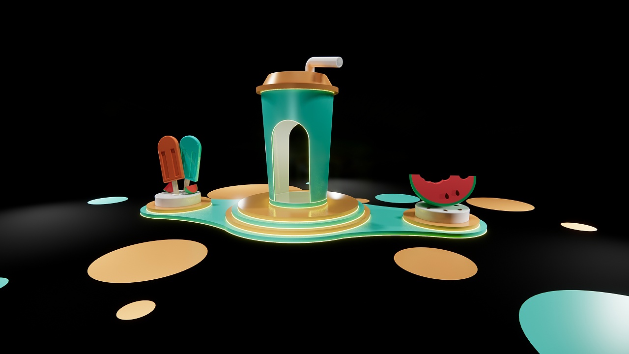 夏天六一儿童节清爽互动美陈展点