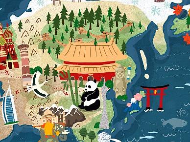 南方航空 世界地图插画