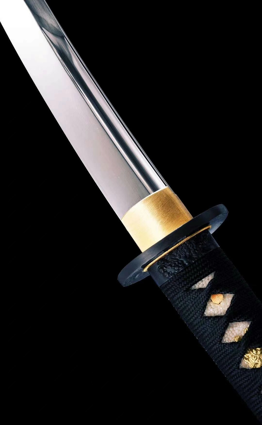 狮拵短刀/小肋差 狮子不锈钢日系装具 柄包裹鱼皮