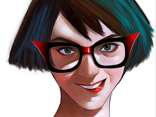 戴眼镜的姑娘（个人主页-ZMjc3MTk0Njg=） - 单幅漫画 - 站酷设计师Nicole_W原创素材 - 站酷ZCOOL