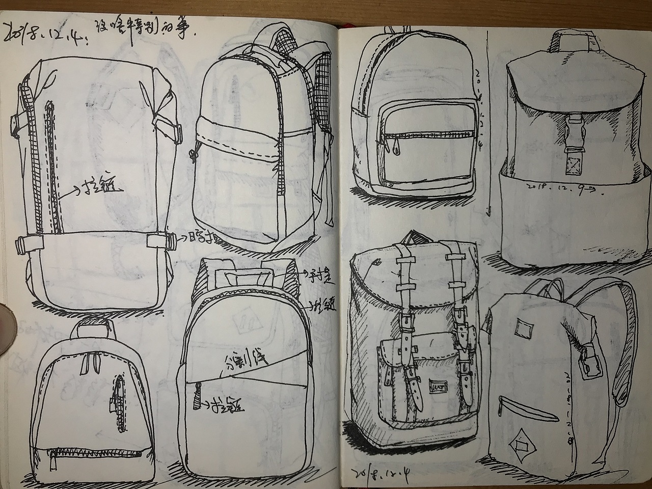 2016-2019年间467个箱包款式练习稿+附几张一根线速写