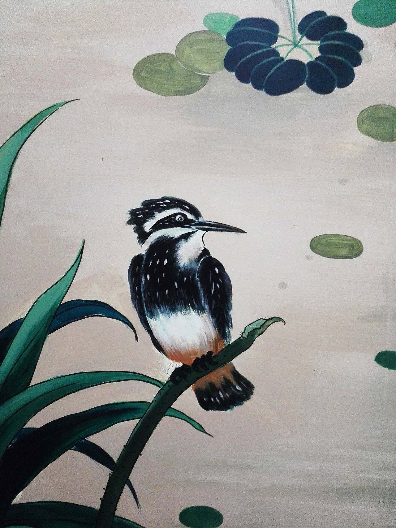 墙绘——荷花|纯艺术|绘画|刘昱兰 - 原创作品 - 站酷 (zcool)