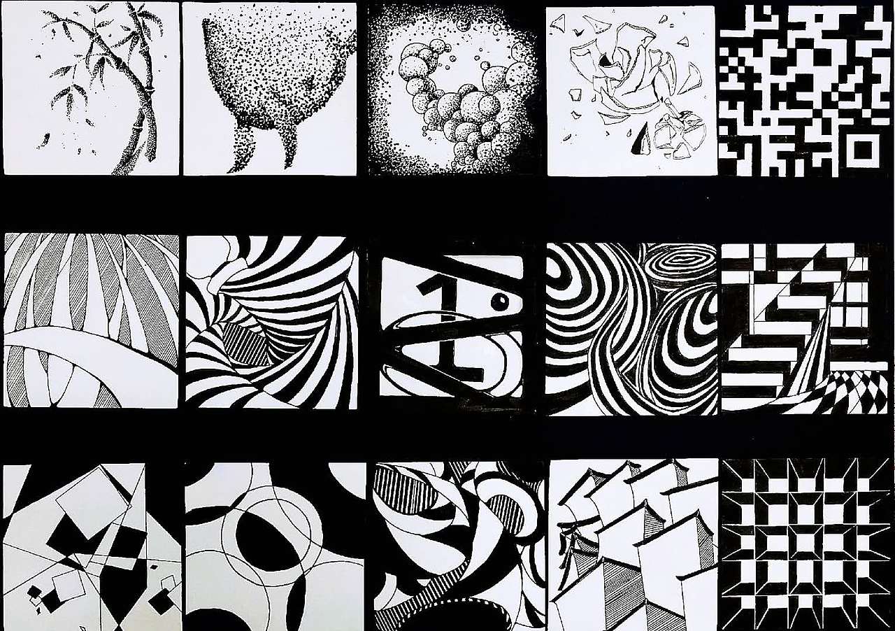 设计学类196班点线面构成作业