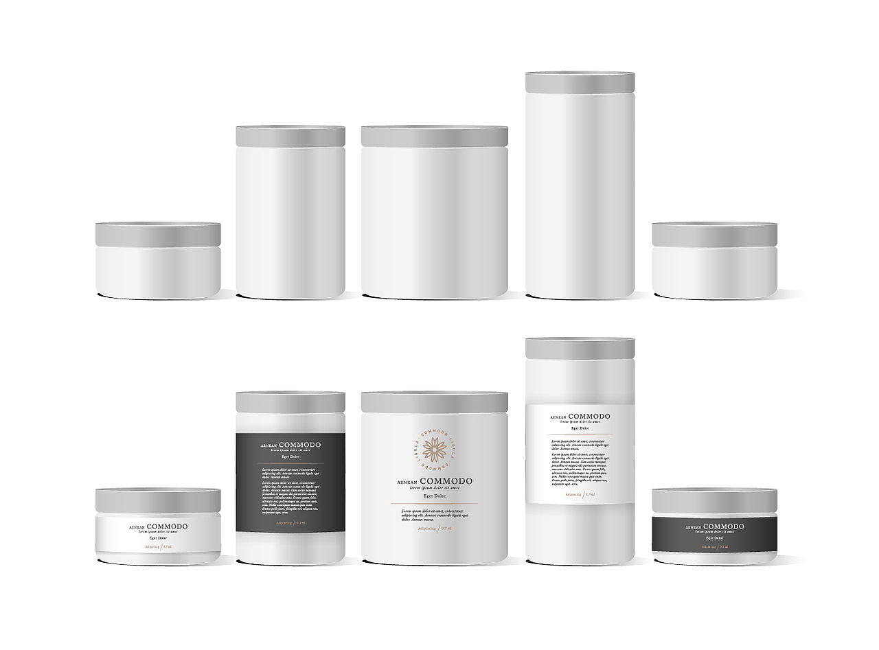 多种规格形状化妆品瓶矢量样机模型合