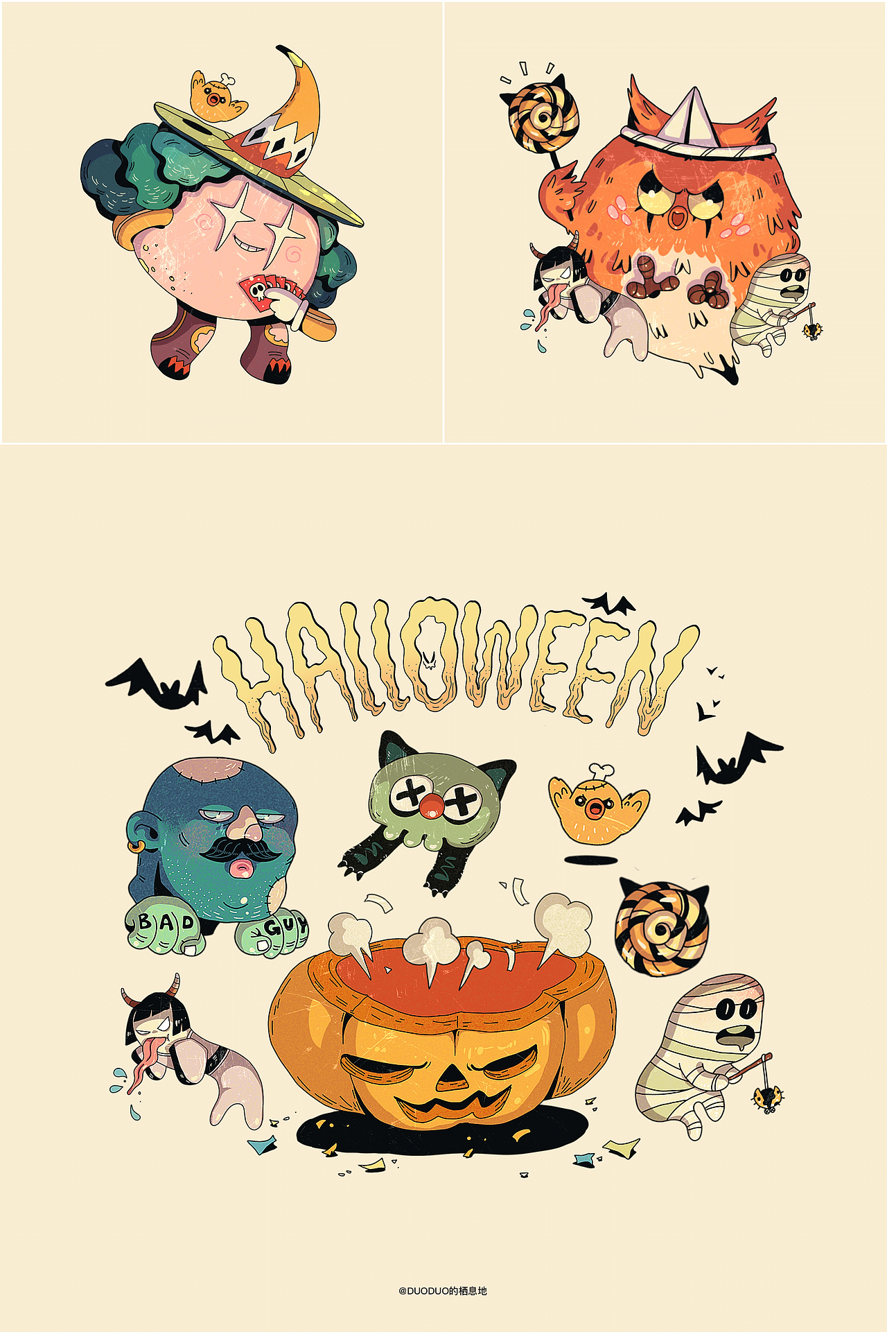 【合辑】万圣节美式复古插画&贴纸元素展示（图ZMjgxMzI1Mzky） - 商业插画 - 站酷设计师DUODUO的栖息地原创素材 - 站酷ZCOOL