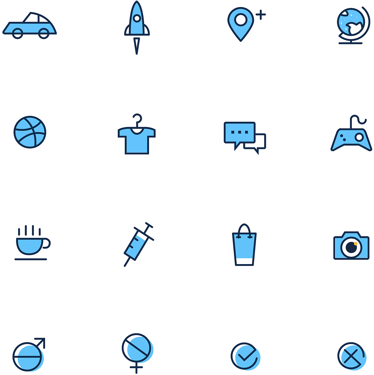 简单的线型图标加配色