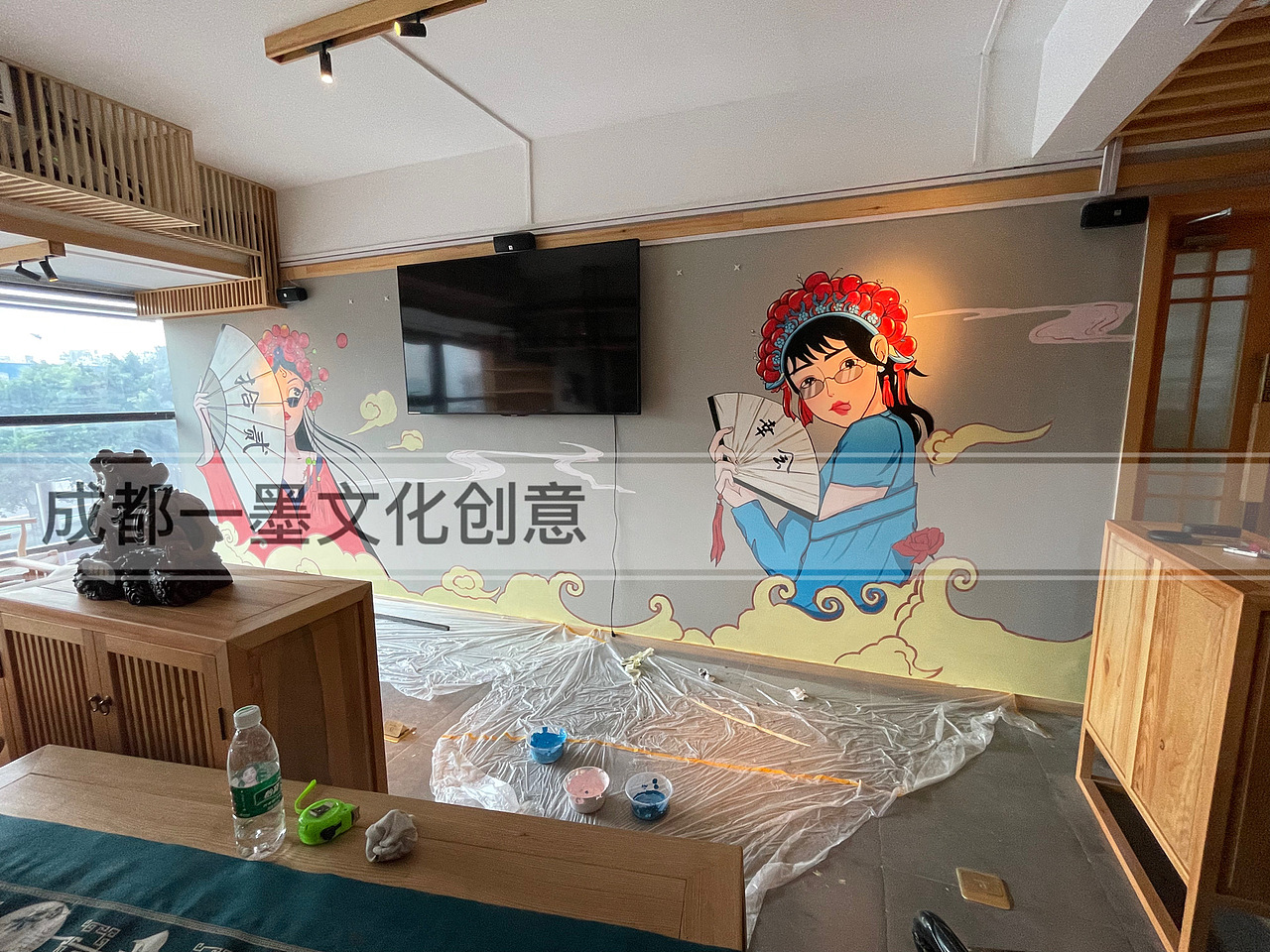 国潮壁画 国潮墙绘 国潮风墙绘 成都墙绘