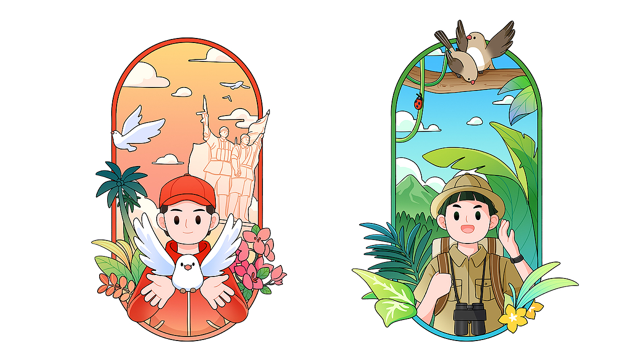 商业动态插画设计丨筑梦大道六个梦想系列主题动态插画