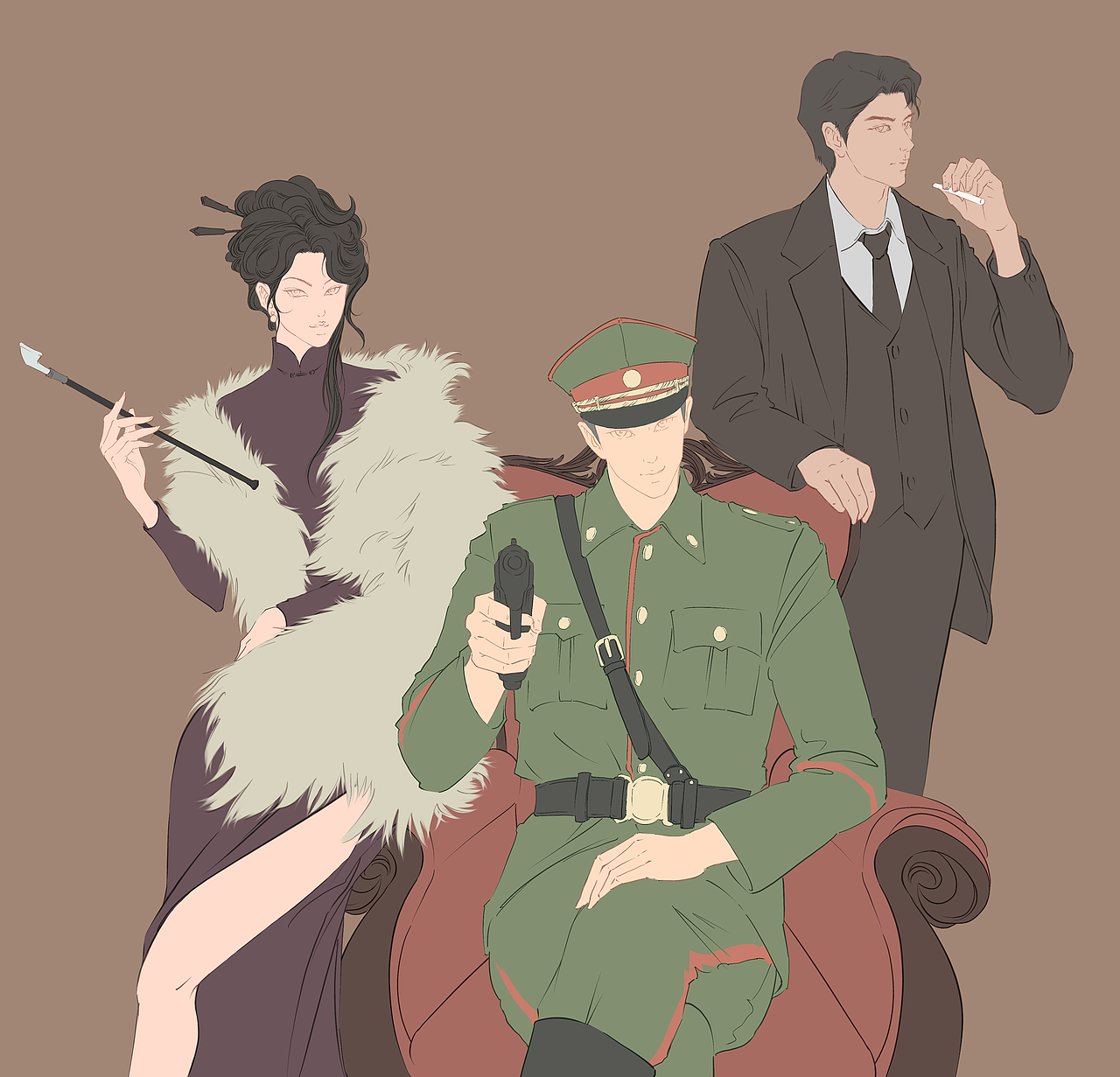 民国风插画绘画过程（图ZMzM2NjczNTYw） - 概念设定 - 站酷设计师丹三尺原创素材 - 站酷ZCOOL