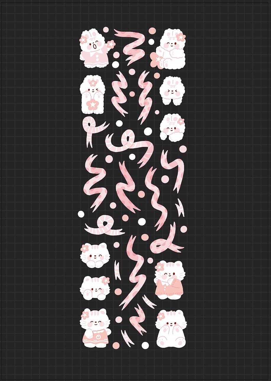 咕卡贴纸|丝带兔兔（图ZMzA3NTAyNDY4） - 商业插画 - 站酷设计师爱学习的哈鲁酱原创素材 - 站酷ZCOOL