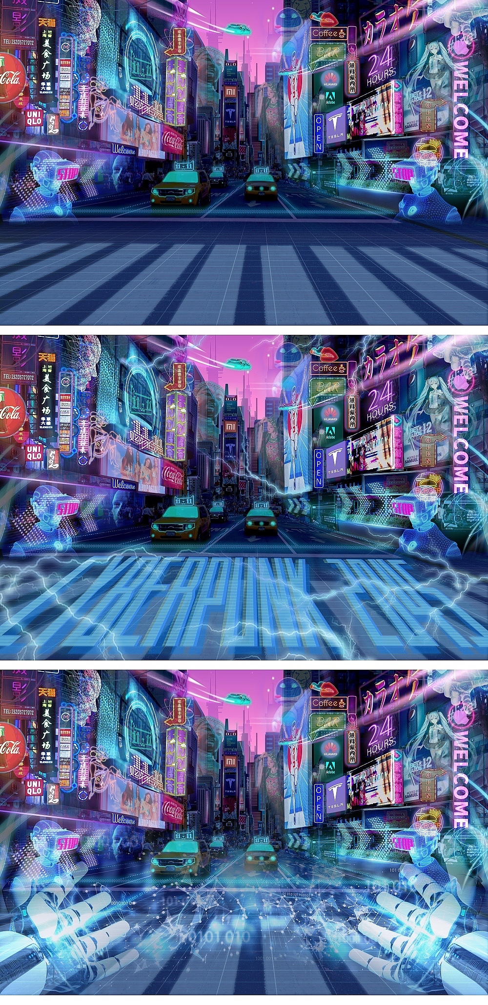 赛博朋克风壁纸设计（图ZMjM3NTg4NzI4） - 商业插画 - 站酷设计师太子换狸猫原创素材 - 站酷ZCOOL