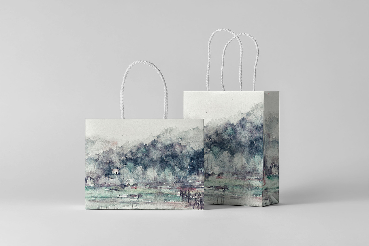 【作品合集】将自己的水彩画做成了礼品包装袋的样子