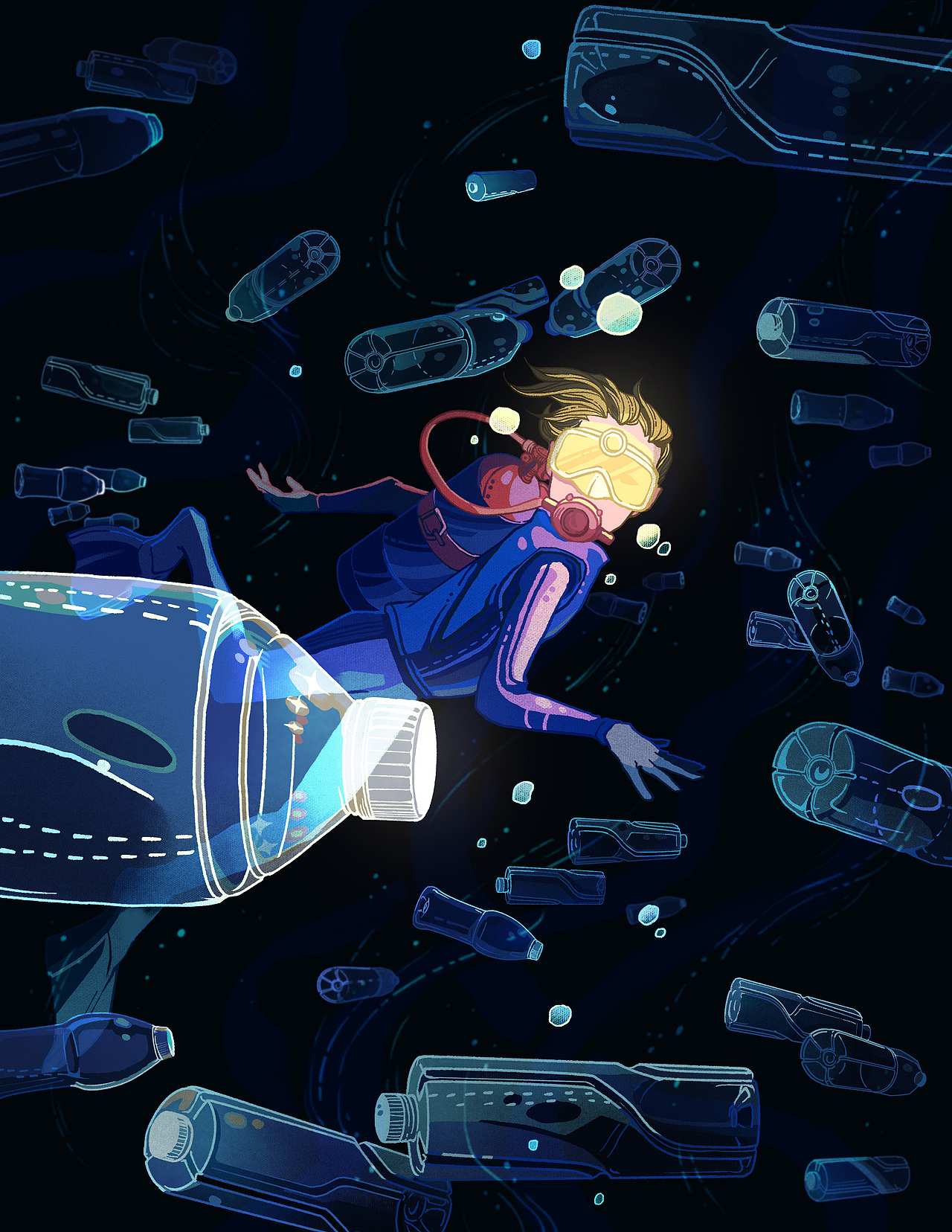 海洋污染 (封面设计)|插画|商业插画|王戴家的耗子_原创作品-站酷