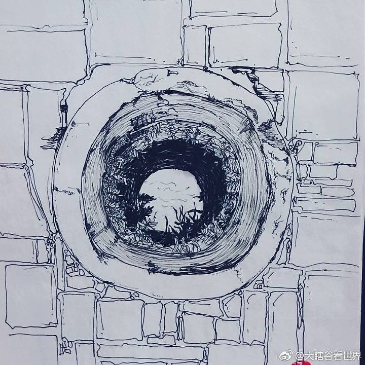 初见有水的井,手绘纪念.