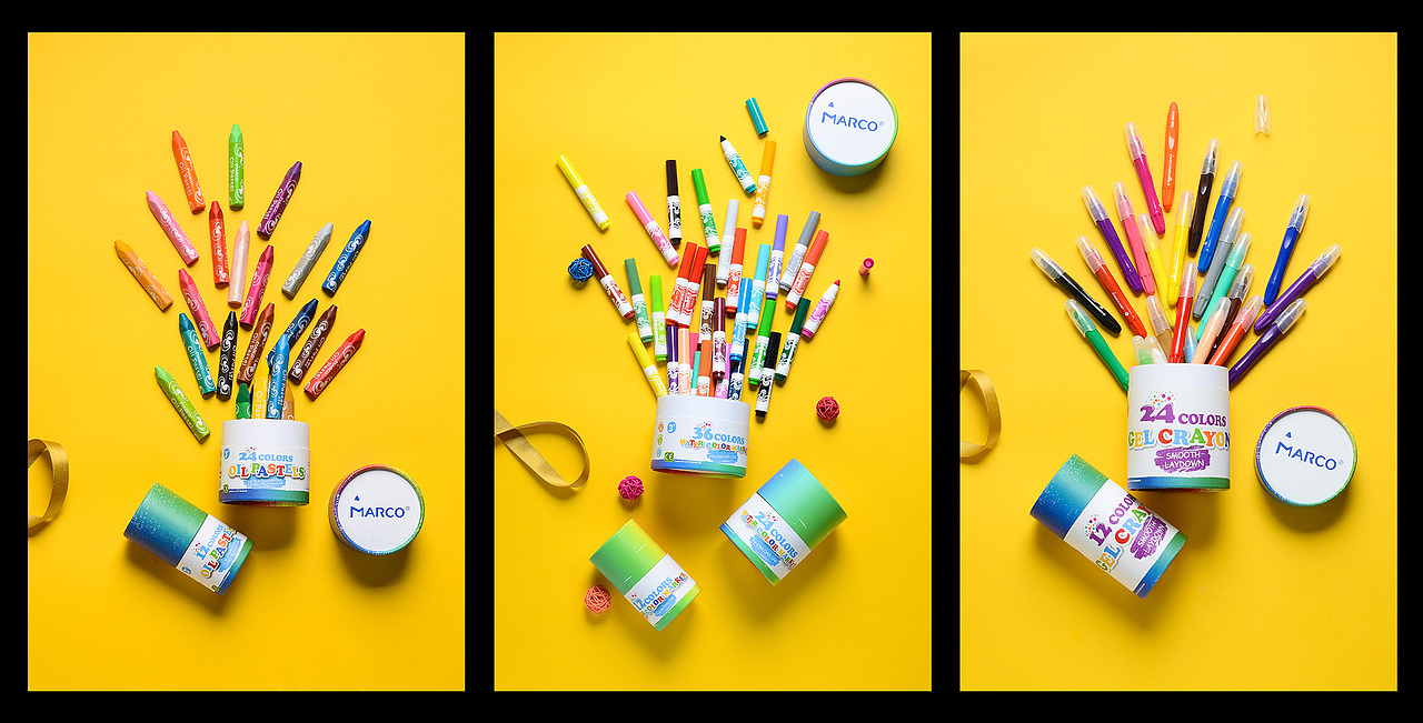 这三个是儿童画笔--油画棒 短支水彩笔和棒棒彩