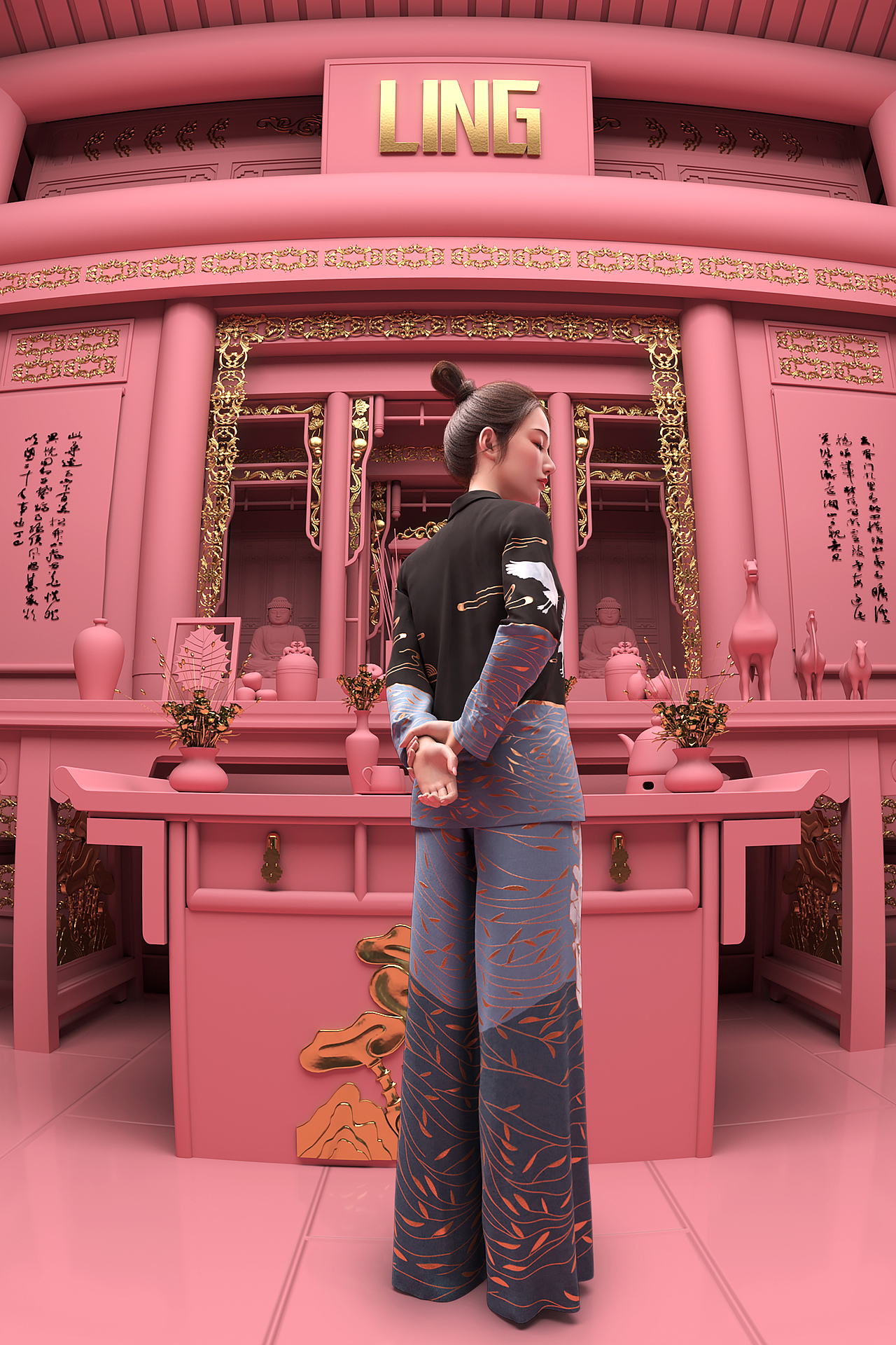 衣袂翻飞展侠气 br>负手而立笑风尘