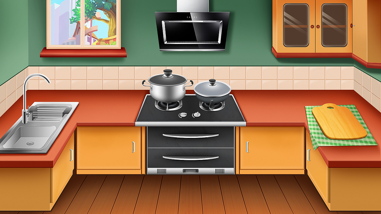 烹饪游戏原创界面场景UI