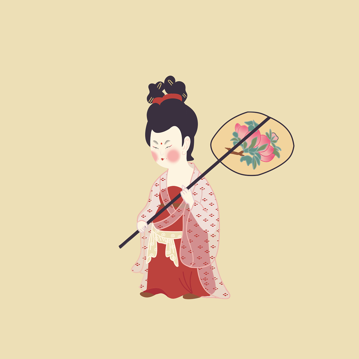 簪花仕女图创新稿商业插画（图ZMjQ0NDYyMjk2） - 商业插画 - 站酷设计师Kasual创意部原创素材 - 站酷ZCOOL