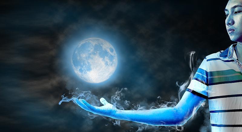 ps练习,特效蓝色,蓝色背景,加冰冻效果,加烟雾效果