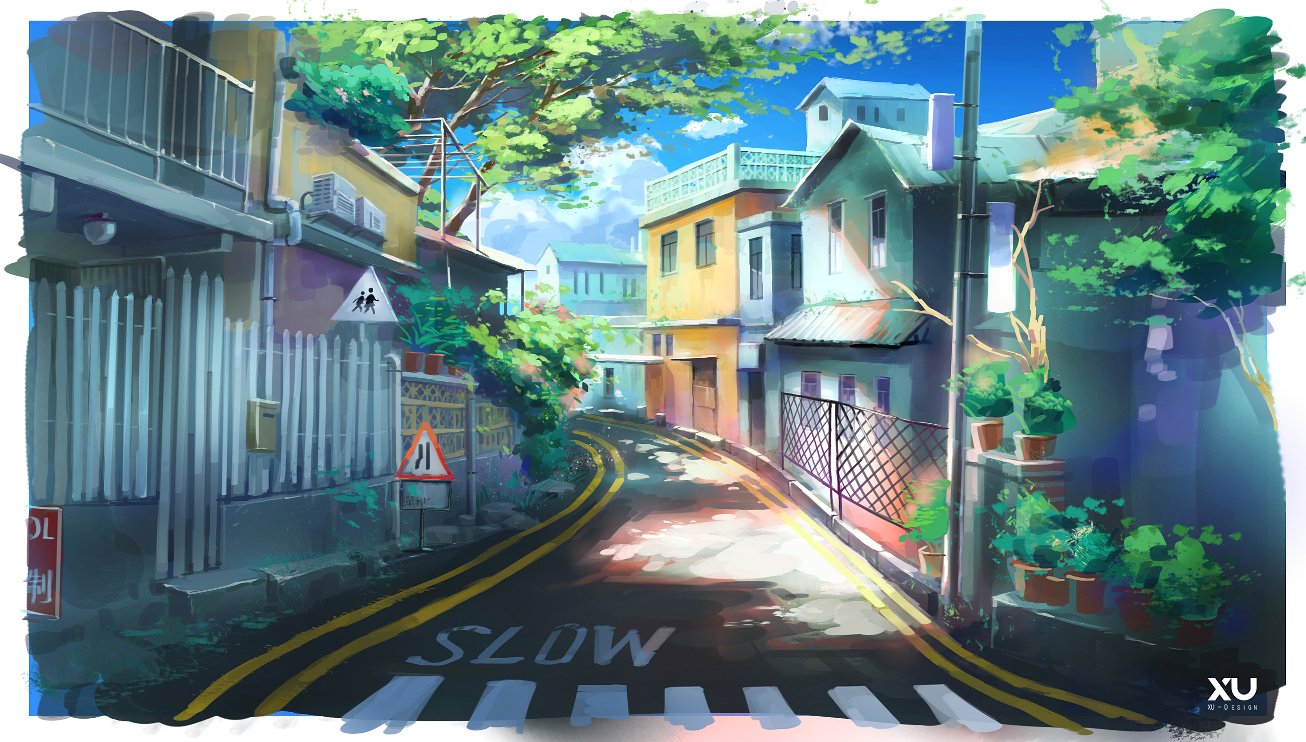 日系街道房屋动漫壁纸图片