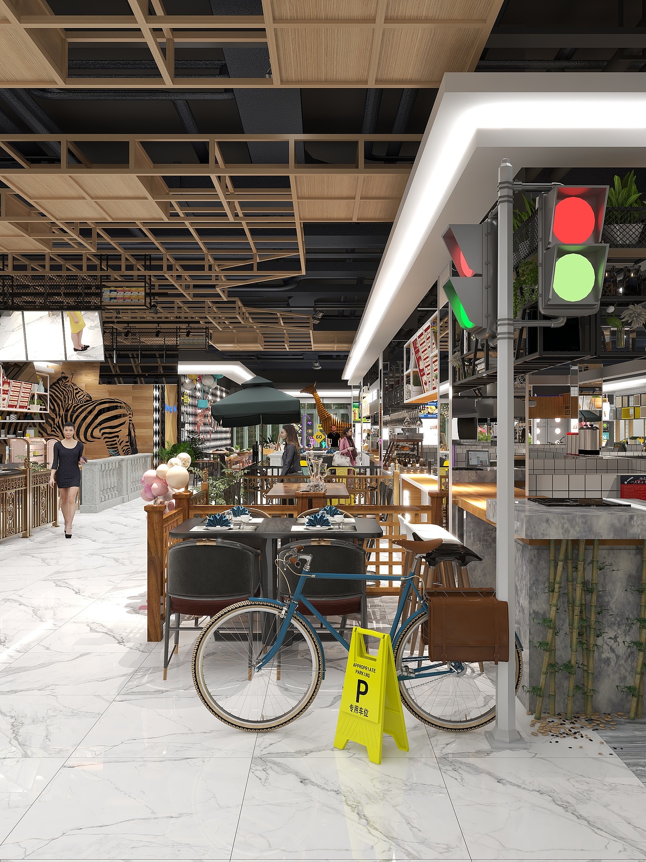 河南平市某地商业空间餐饮区方案(改造区域)