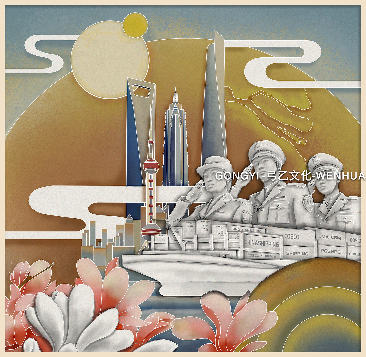 中国边检·上海浮雕彩绘壁画设计（图ZMjYyNDE4MzI4） - 绘画 - 站酷设计师你韩哥哥原创素材 - 站酷ZCOOL