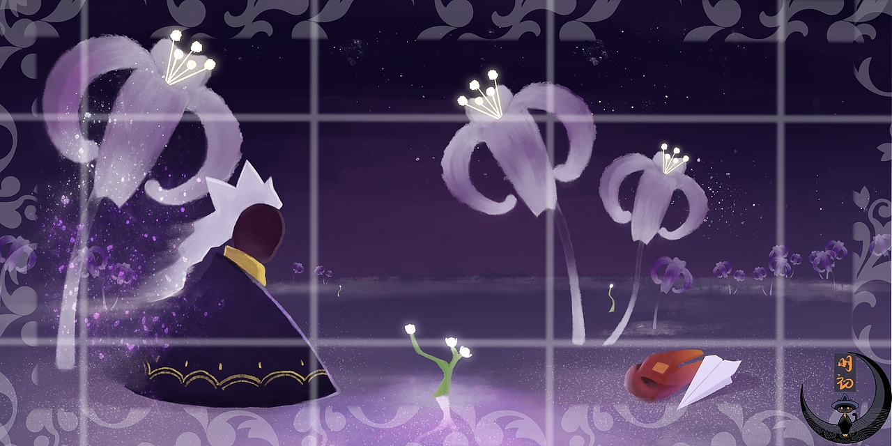 分享收藏光遇同人万圣节前夜用procreate画的水彩,深海里的献祭少女为