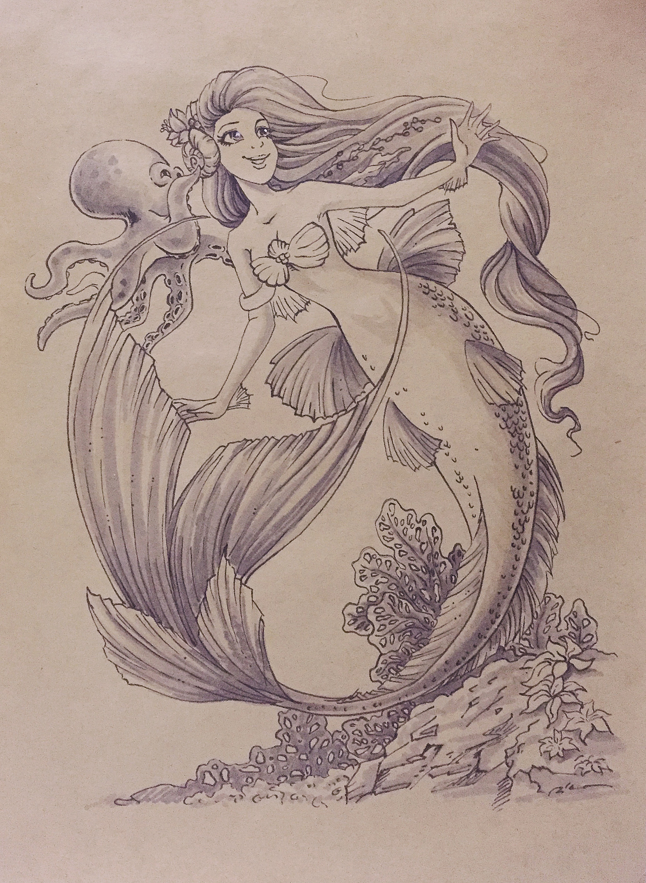 手绘美人鱼和奇妙仙子小叮当