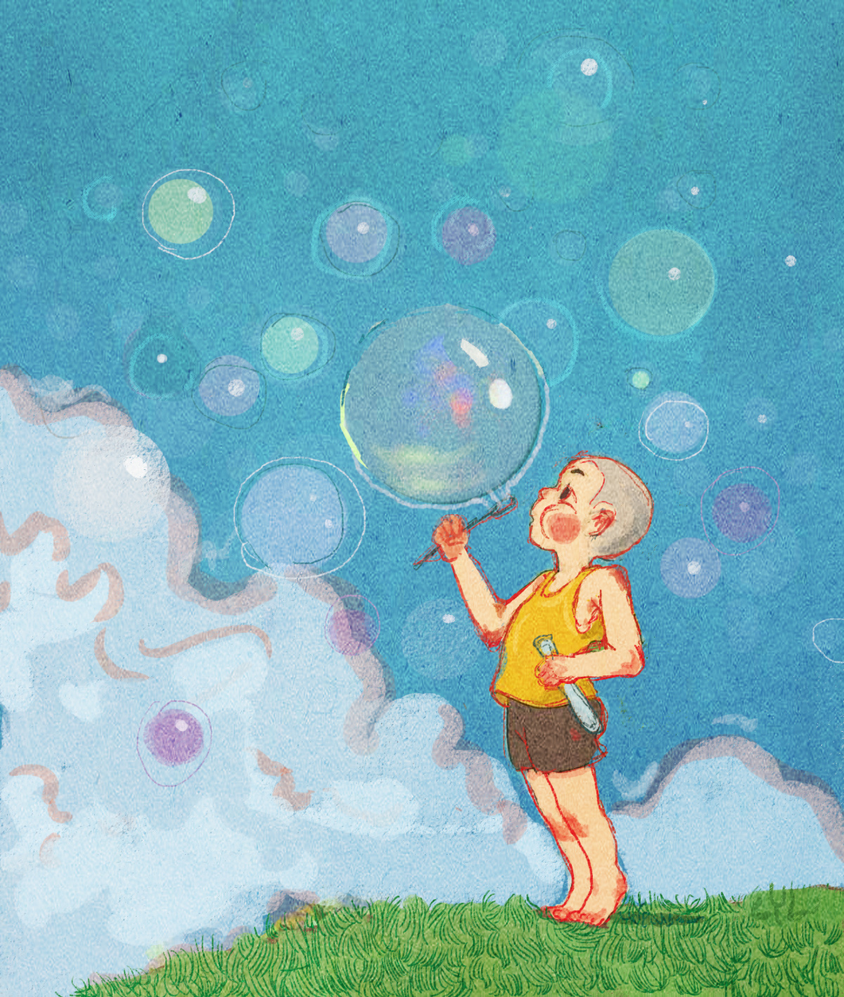 Blow Bubble PNG Image, Childrens Day Child Blowing Bubbles Illustration ...