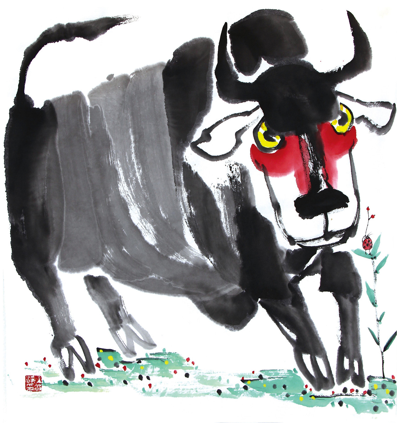 2021牛年儿童画,春节牛年绘画 - 毛毛简笔画