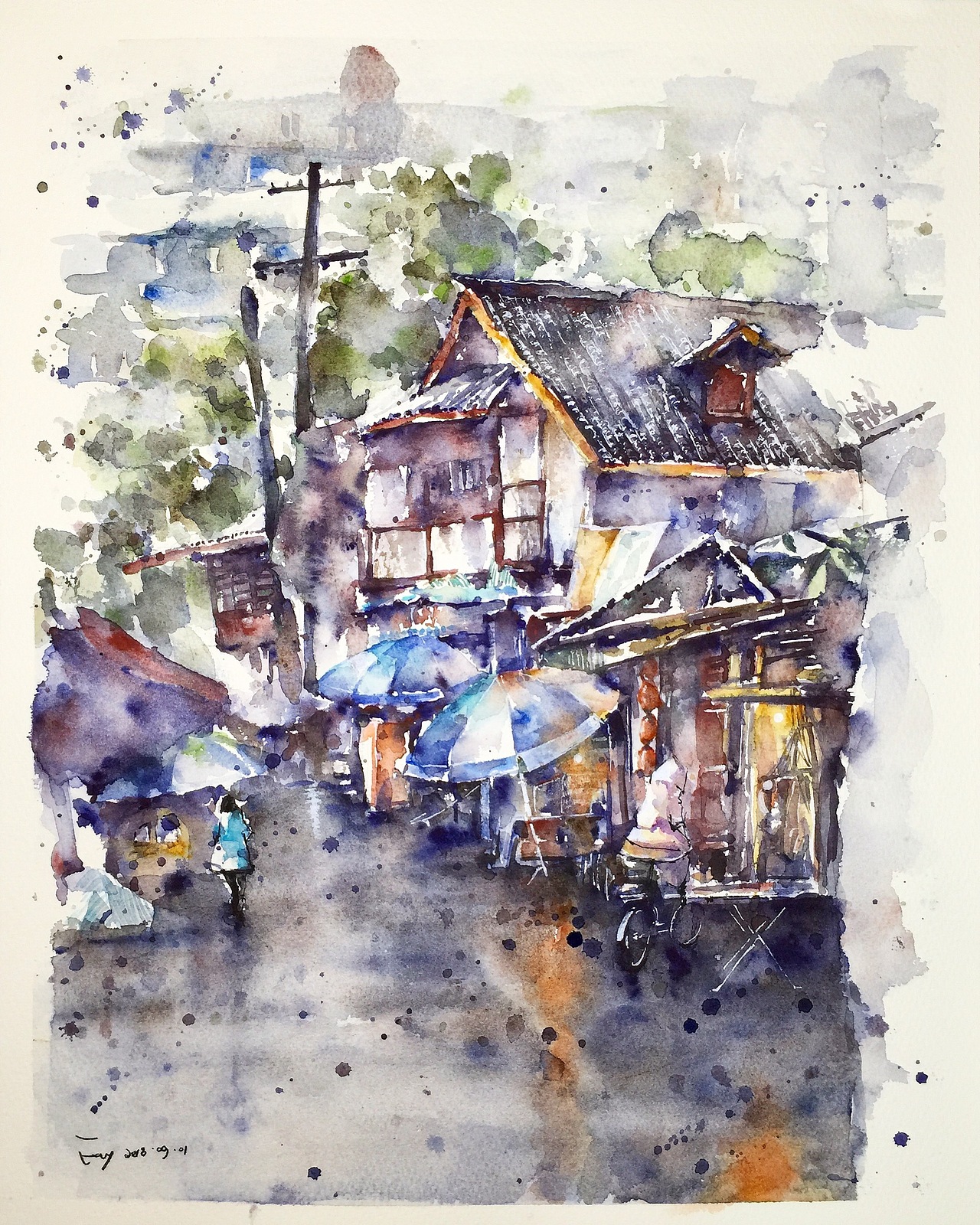 水彩老城区老成都作品信息创作时间2018/09/03添加表情『画本系列』