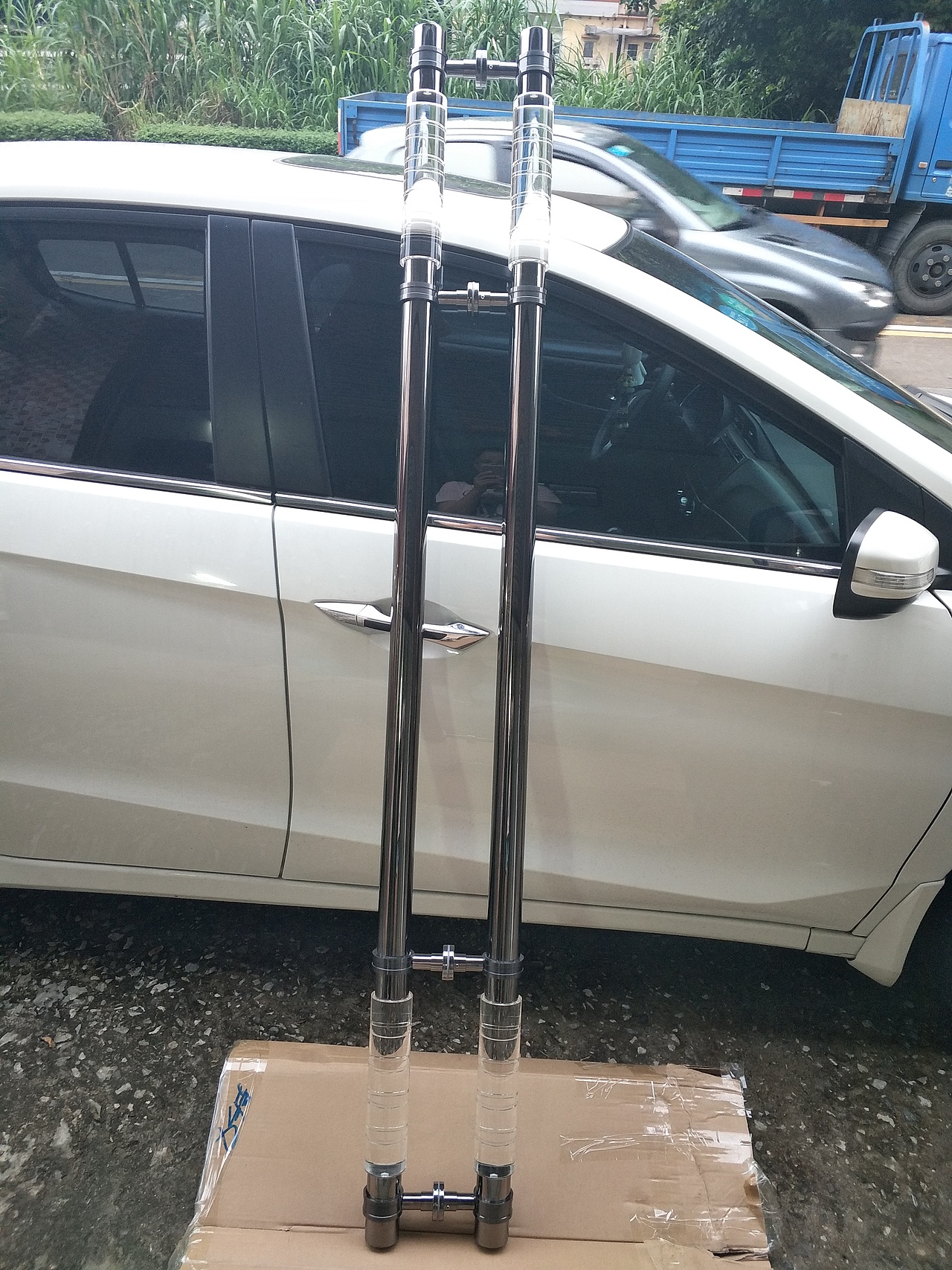 恒大专用亚克力水晶不锈钢灰镜钢/玫瑰金水晶拉手设计