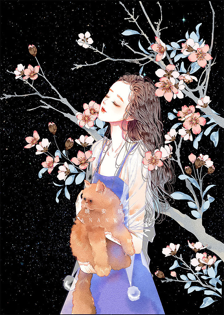 黑色背景少女系列壁纸