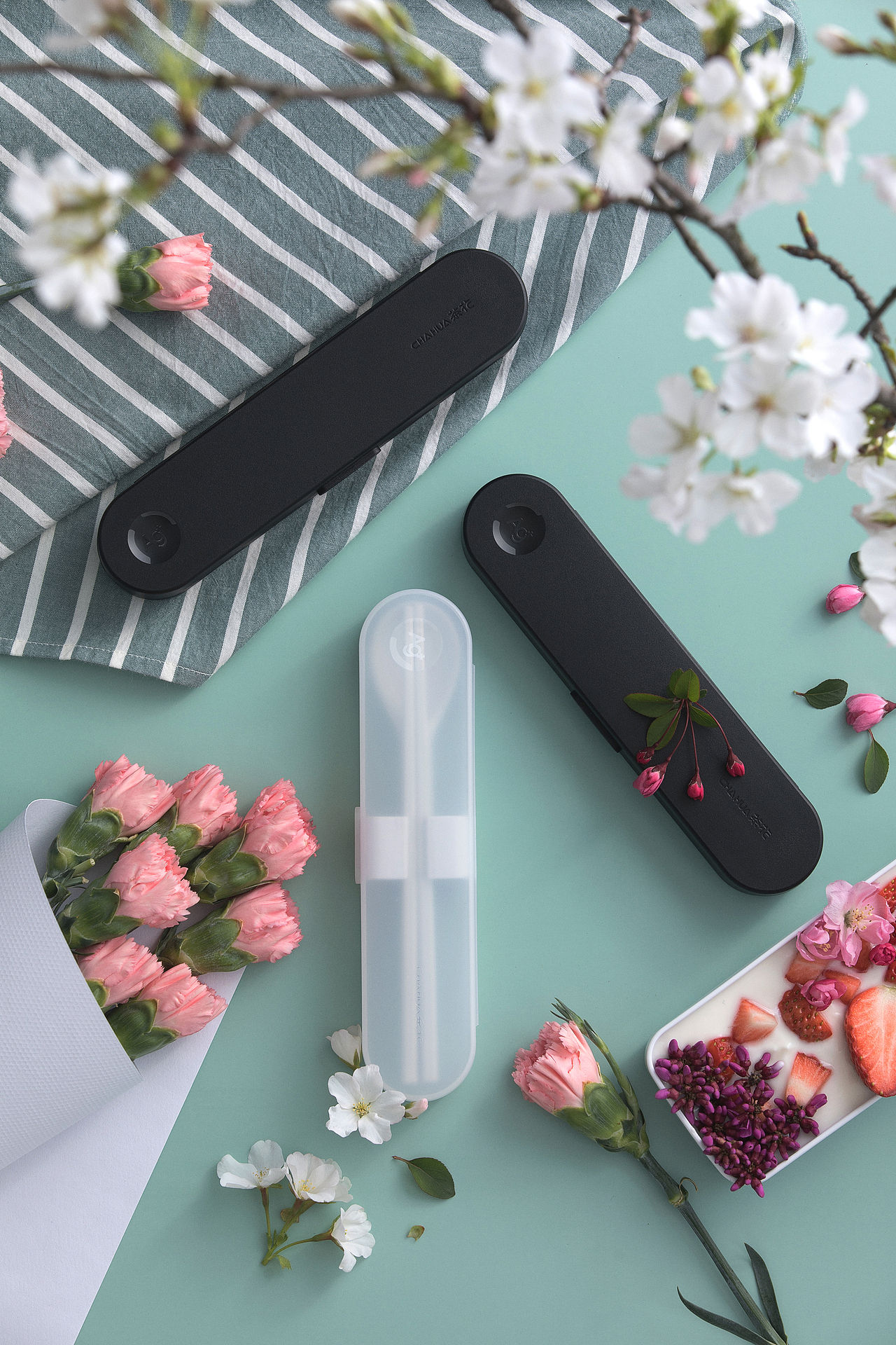 茶花便携餐具套装（图ZMjk0MjMyMjgw） - 产品摄影 - 站酷设计师刘从坤原创素材 - 站酷ZCOOL