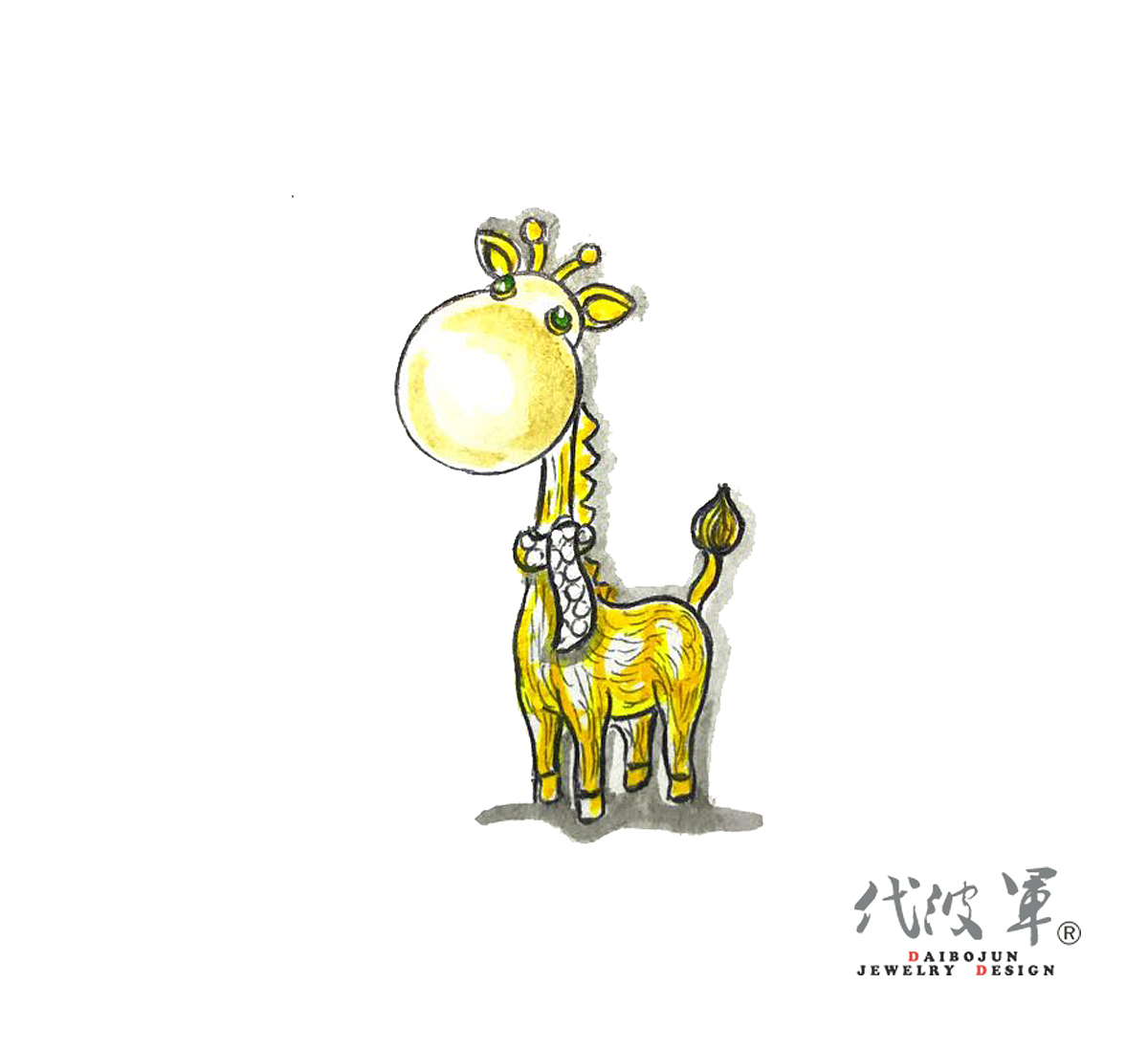 异形珍珠/艺术首饰《戴围巾的长颈鹿》创作过程