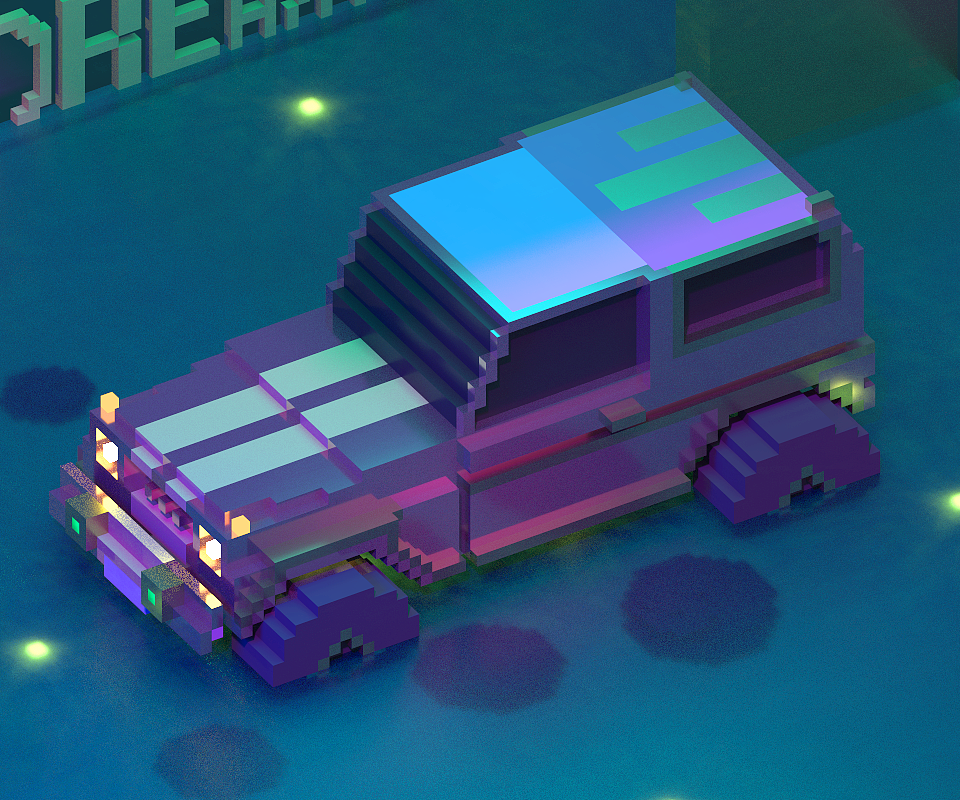 3D pixel vaperwave car/3d像素车/蒸汽波（图ZMTQxNTczOTI0） - 其他三维 - 站酷设计师阿鲁nichozhang原创素材 - 站酷ZCOOL