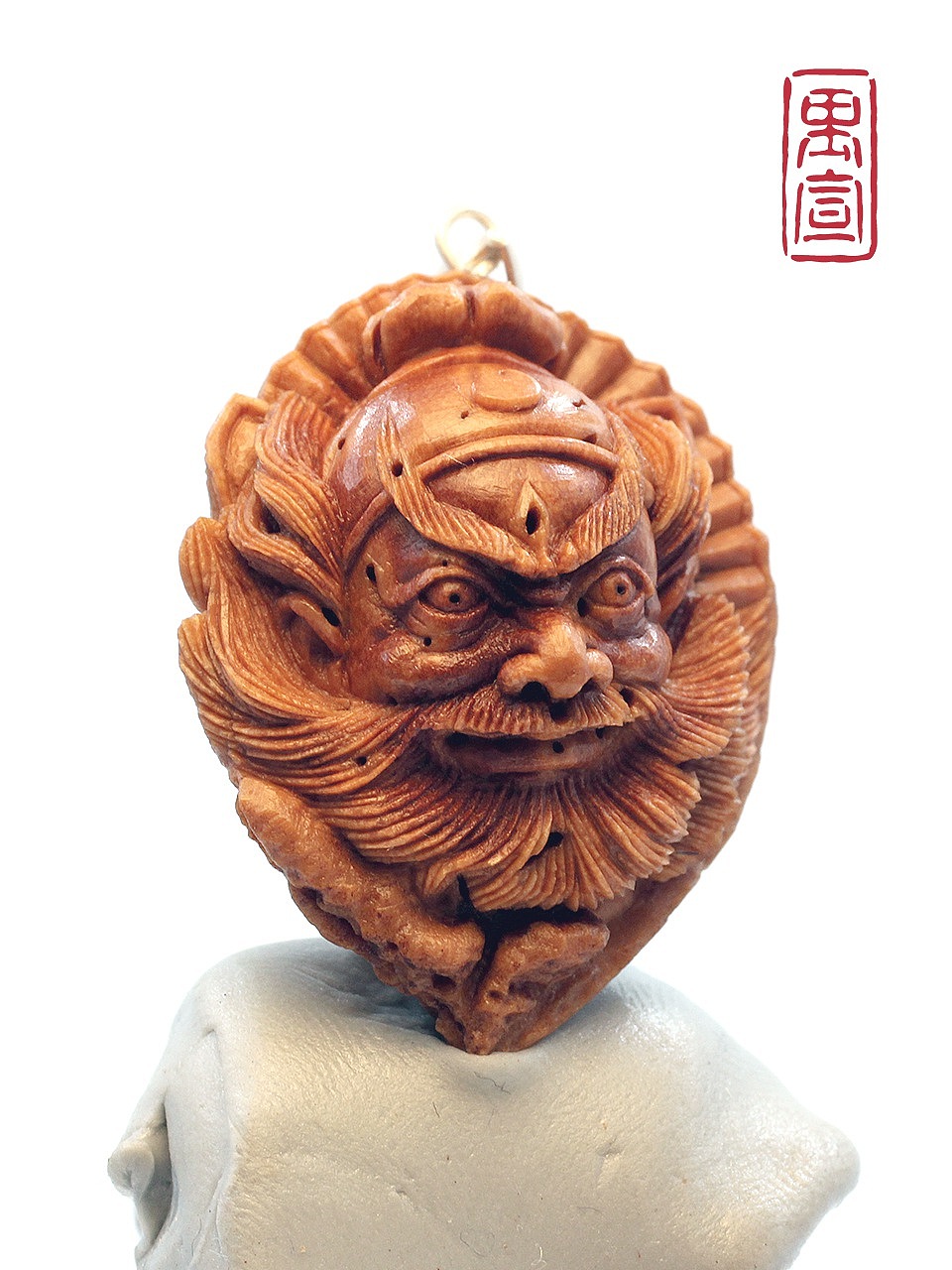 钟馗桃核雕刻吊坠