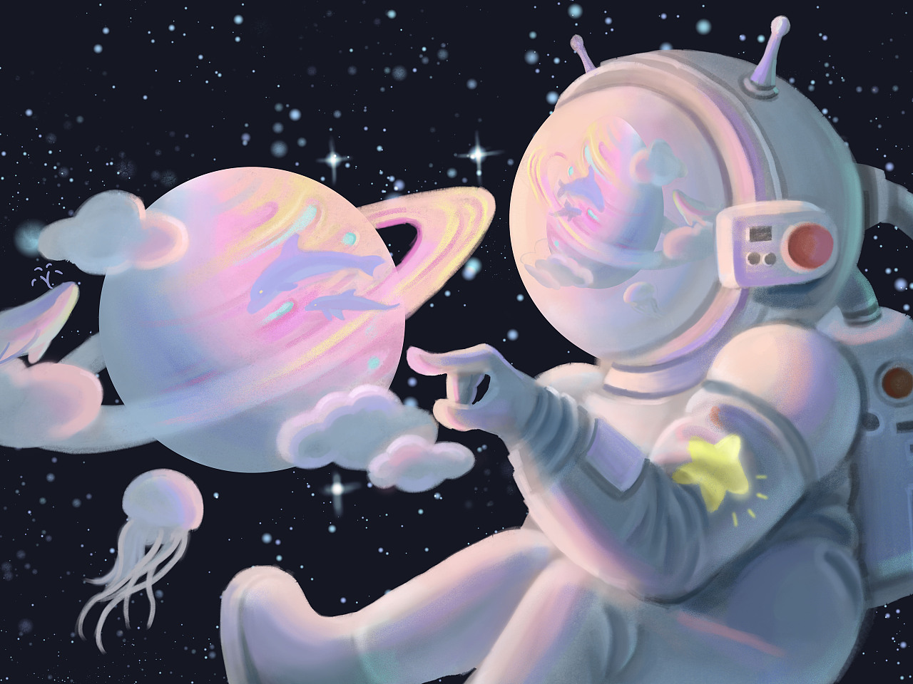宇航员|插画|创作习作|尢尢阿 - 原创作品 - 站酷 (ZCOOL)