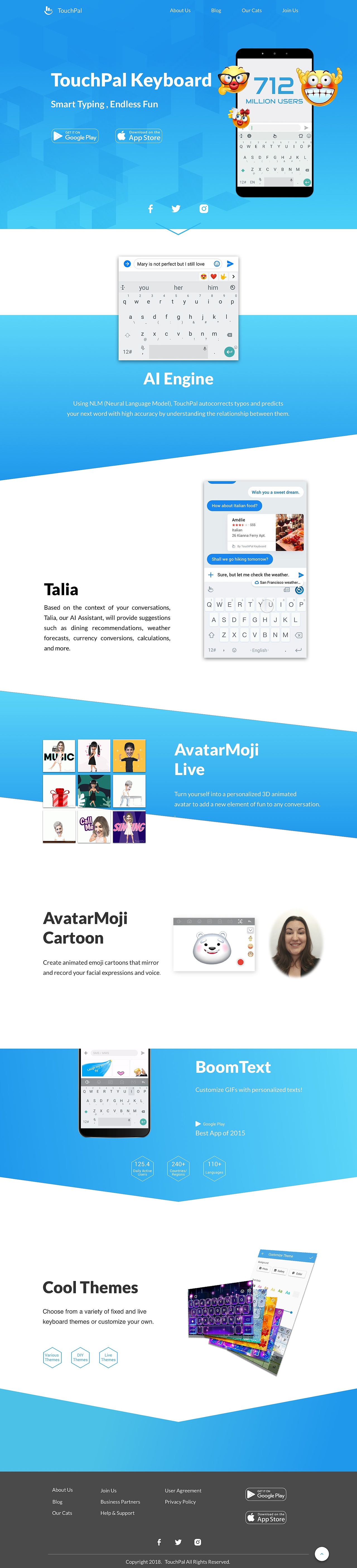 触宝TouchPal2018官网设计（图ZMTQ1NzIyODA4） - 企业官网 - 站酷设计师YangHT原创素材 - 站酷ZCOOL