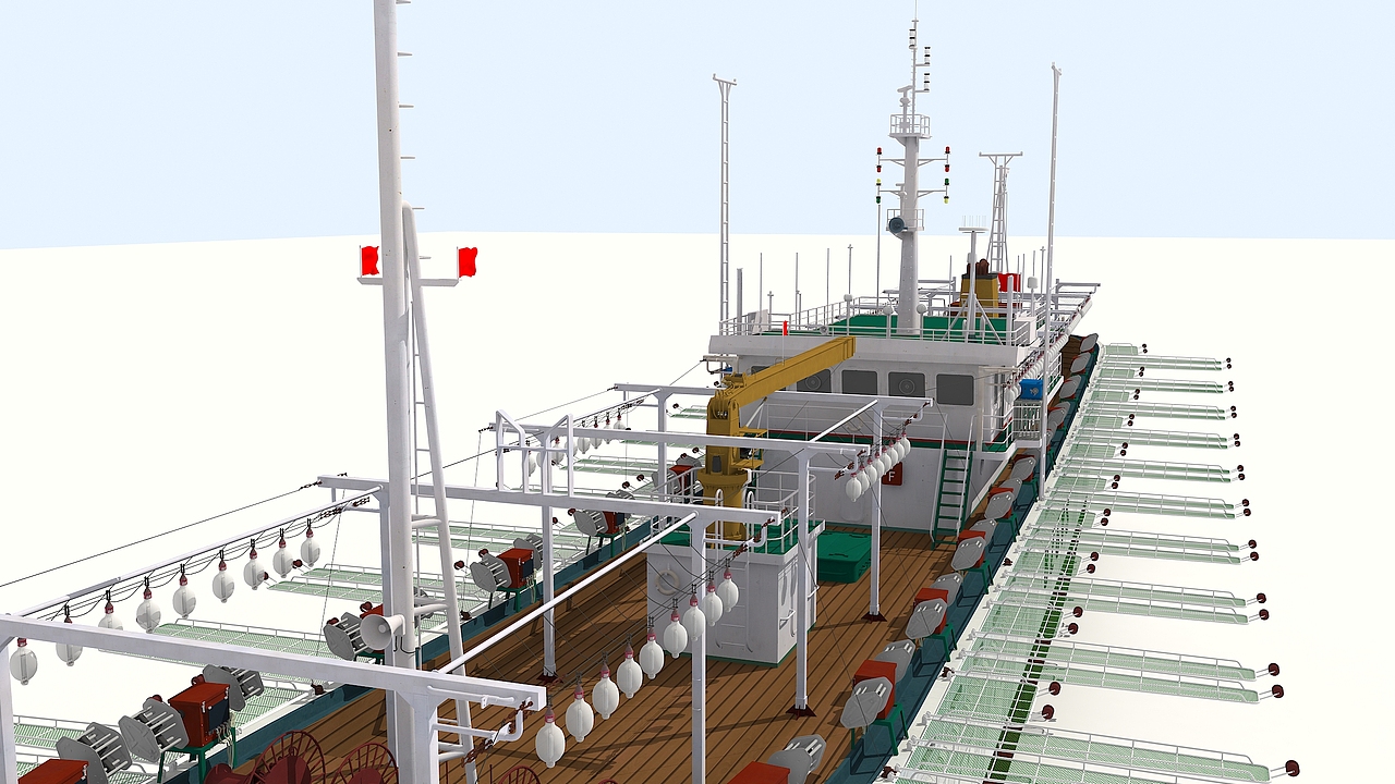 一个渔船建模的动画模型