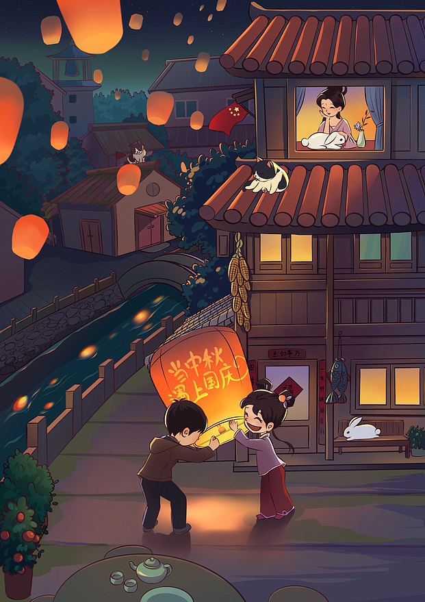 中秋国庆大节双喜（图ZMzUzOTQ5OTQ4） - 商业插画 - 站酷设计师布头先生an原创素材 - 站酷ZCOOL