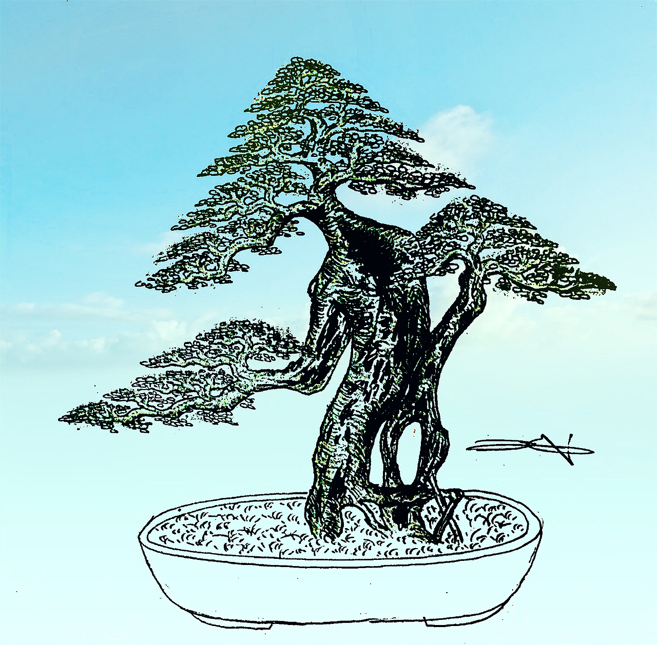 金弹子盆景设计效果图（图ZMTY2OTE4NTY0） - 绘画 - 站酷设计师慧武原创素材 - 站酷ZCOOL